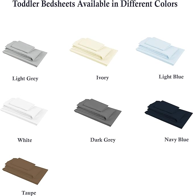 PLAIN PRINTED LINEN 3-Piece Toddler Sheet Set, 100% Cotton Fitted Sheet, Flat Sheet and Envelope Pillowcase, Toddler Bed Set, Mini Crib Sheets (Ivory Solid)