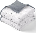 lulumoon Muslin Baby Blanket - Cotton Toddler Blankets for Cribs - Quilt Nursery Blanket for Baby Boys and Girls 47"x47"(Starry Sky Gray)