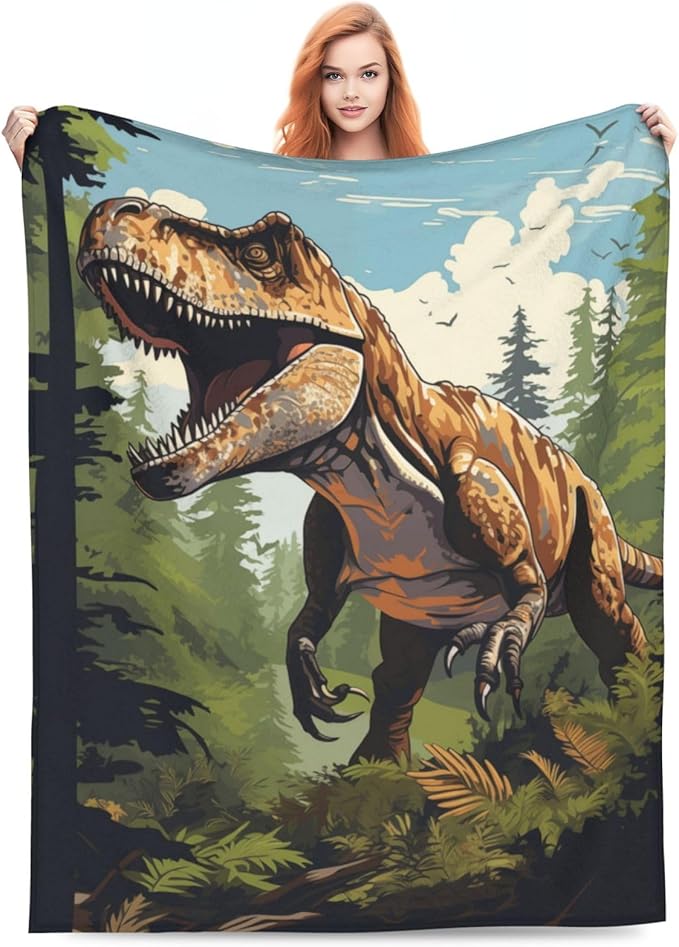 Dinosaur Blanket Gifts for Boys Kids Jurassic Tyrannosaurus Dino Flannel Throw Blankets for Home Couch Bed Sofa Soft Fuzzy Lightweight Decor All Season 60x50 Inches