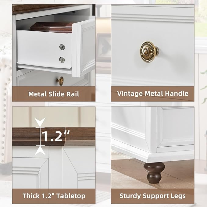 Farmhouse Dresser and Nightstand Sets, Wooden 7 Drawers Dresser & 24" Night Stand with 3 Drawers, 2 Piece Bedroom Furniture Set, Chest of Drawers for Bedroom, Home, Living Room, Hallway