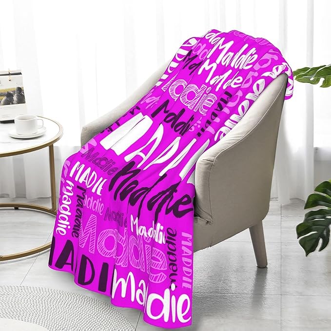 Dr.TOUGH Personalized Blankets with Name Customized Baby Blankets for Girls Boys Adults Monogrammed Blankets and Throws Christmas Birthday Mothers Fathers Valentines Day Gift (Magenta, 40''×50'')
