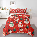 Feelyou Christmas Comforter Set King Size Snowman Bedding Set for Kids Boys Girls Snowflake Duvet Quilt New Year Theme Bedroom Decor Microfiber 3 Pcs with 2 Pillow Cases