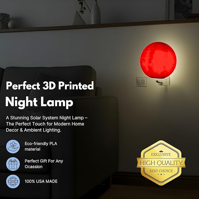 Moon Night Lights | Night Lamp LED Light | 3D Solar System NightLight, Planet Home Décor, Space Nursery, Kids Room, Space Gift, Birthday Gifts, Bedroom Decorations (Sun, 4 Inch)