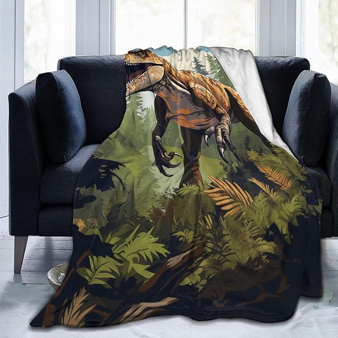 Dinosaur Blanket Gifts for Boys Kids Jurassic Tyrannosaurus Dino Flannel Throw Blankets for Home Couch Bed Sofa Soft Fuzzy Lightweight Decor All Season 60x50 Inches