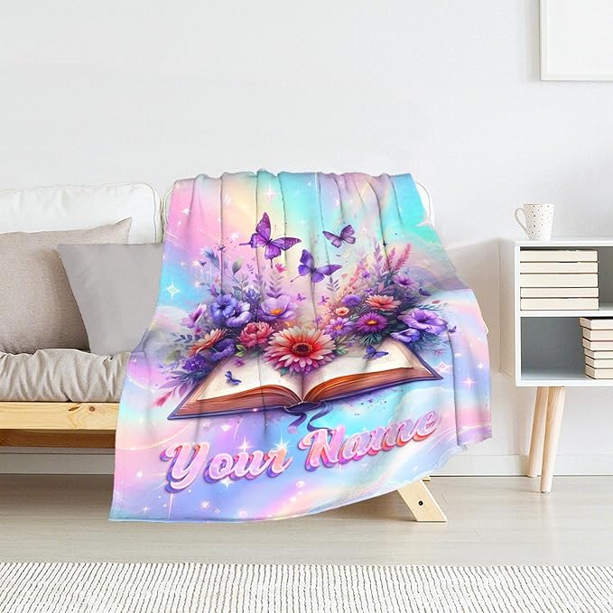 Custom Kids Blanket for Toddler - Book Gifts for Book Lovers - Reading Throw Blanket for Readers