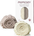 Momcozy Muslin Standard Fitted Crib Sheets, 52"x28", 2 Pack Soft Breathable Natural Cotton Baby Mattress Sheet, 360° Mattress Wrapping No Slip Boys Girls Neutral Toddler Bed Sheet, Beige Coffee Red