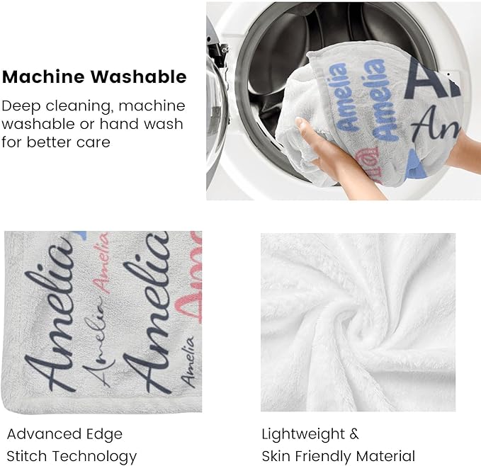 Dr.TOUGH Personalized Blanket for Adult Kids with Name Customized Blankets Personalized Throw Blanket for Christmas Birthday Gifts