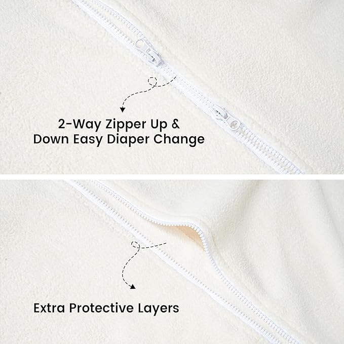 david's kids 3 Pack Warm Micro Fleece Baby Sleep Sack 12-18 Months, Soft Baby Wearable Blankets with 2-Way Zipper, Comfy Winter Sleeping Bags for Toddler Boys, Large Size, Snow White & Grey & Blue