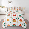 Feelyou Christmas Decor Kids Comforter Set King Size Red Bowknot Bedding Set New Year Gift Duvet Quilt for Kids Boys Girls Bedroom Happy New Year Decor Microfiber Ultra Soft Breathable