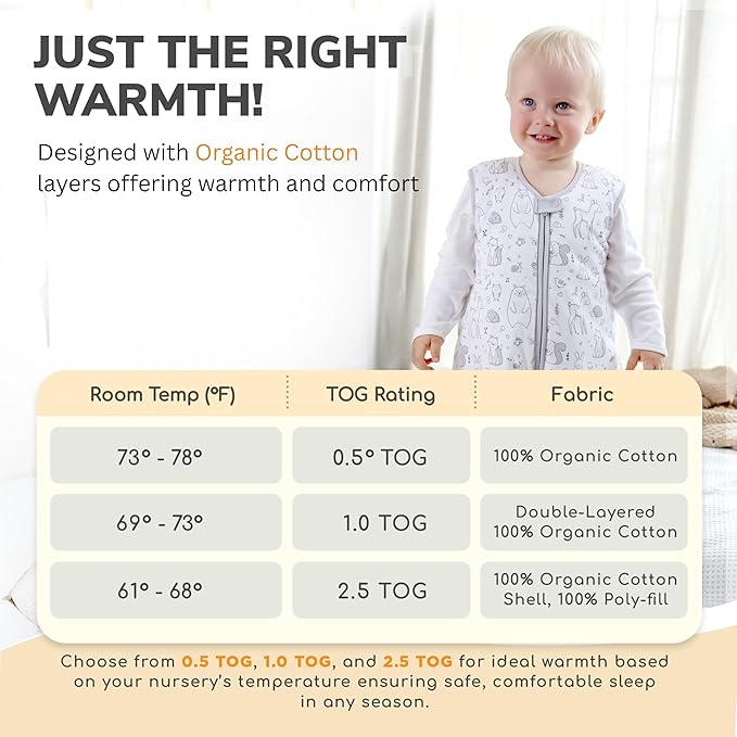 Mama Cheetah Toddler Sleep Sack with Feet 3T-4T, 1.0 TOG Organic Cotton Baby Wearable Blankets with Legs, Baby Sleeping Bag for Walkers, Early Walker Large