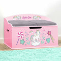 DIBSIES Personalized Creative Wonders Toy Box, Unicorns & Rainbows, 30 x 19.25 x 18 inches, Soft-Close Lid (Pink)