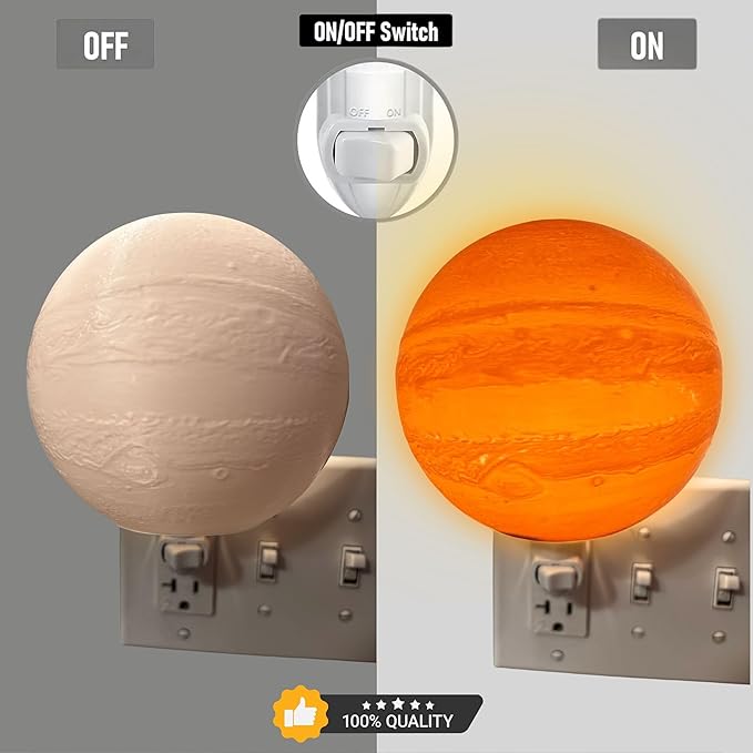 Moon Night Lights | Night Lamp LED Light | 3D Solar System NightLight, Planet Home Décor, Space Nursery, Kids Room, Space Gift, Birthday Gifts, Bedroom Decorations (Jupiter, 4 Inch)