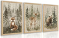 kilamino Wood Framed Woodland Animal Nursery Wall Art, Cute Fox Bear Deer Wall Decor, Neutral Wildlife Animal Art Prints, Funny Nature Forest Animal Canvas Paintings for Baby Room Playroom 12"x16"x3