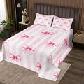 Pink Bowknot Kids Bedspread Queen Size,Bow Tie Geometric Stripe Coverlet Set,Girls Women Room Decor,Butterfly Knot Princess Style Fashion Quilted Coverlet,Pink Romantic Bedding Quilt,2 Pillowcases