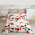 jejeloiu Merry Christmas Comforter Set Queen Size Xmas Santa Claus Bedding Set for Kids Boys Girls Cute Snowman Duvet Quilt Beige Bedroom Decor