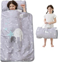 Toddler Nap Mat with Pillow and Blanket, Extra Large Rolled Napping Mats,Slumber Bags for Boys Girls,Kids Sleeping Bag for Daycare, Preschool Travel Camping