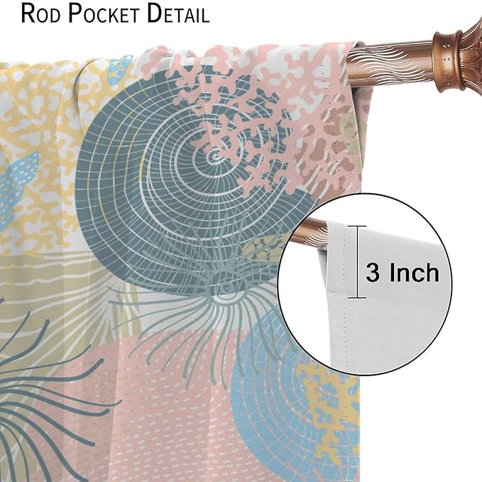 Nautical Blackout Curtain Beach Theme Starfish Seashell Nautical Rustic Ocean Sea Vintage Retro Coastal Summer Bedroom Set 2 Panels,63x63 Inches