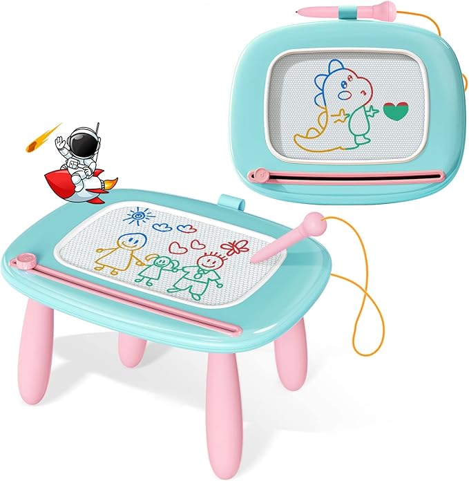 Kikidex Toddlers Toys Age 1-3, Magnetic Drawing Board, Doodle Board Pad Learning and Educational Toys for 1 2 3 Year Old Baby Kids Birthday Gift (Mint Blue)