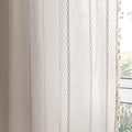 Deeprove White Boho Curtains 108 Inches Long for Bedroom Balcony Courtyard Hall Decor, Bohemian Embroidery Cream Cotton Linen French Country Window Treatment Tassel Drape, W52 x L108, 1 Panel