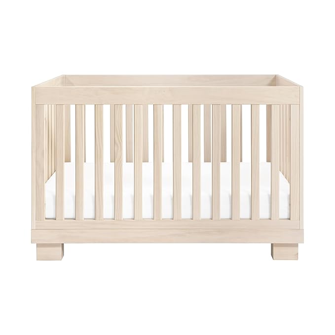 Babyletto Modo 3-in-1 Baby Crib Convertible to Toddler Bed & Daybed - Includes Toddler Conversion Kit - GREENGUARD Gold Certified - 100% Solid Wood Crib for Baby, 4 Adjustable Heights - Washed Natural