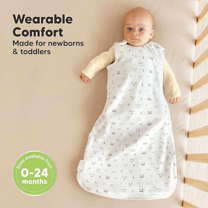 2-Pack Organic Baby Sleep Sacks, 100% Cotton - Soft & Breathable 0.5TOG Baby Wearable Blanket, Toddler Sleeping Sack 6-18 months, Easy to Wear Transitional Swaddles for Newborns, Infants (Nordic, M)