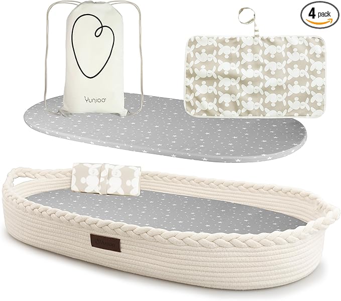 Baby Changing Basket, Portable Diaper Changing Pad, Moses Basket for Newborns, Changing Table Topper for Baby Nursery, Waterproof Travel Pad Cover