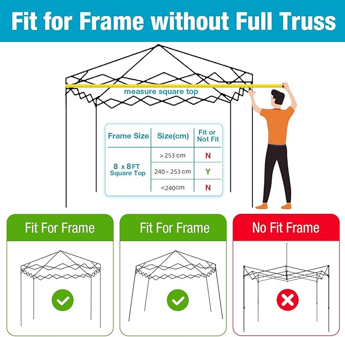 8x8 Canopy Replacement Top Cover with Air Vents for ez up Pop up Canopy Gazebo Tent with Adjustable Straps,Waterproof & Anti-UV for Outdoor Shade (Top Only,Frame Not Included) (Beige)