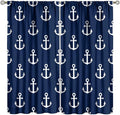 BAEKJIN Nautical Costal Curtains,MarineThemed Oceanic Anchor Pattern Print Decor Home Bedroom Living Room Window Treatments 2 Panel Set 42x45 Inch