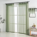 Sage Green Linen Look Pinch Pleated Sheer Curtains 102 Inches Long 2 Panels, 50 Inches Width, Rustic Textured Light Filtering Drapes, Elegant Floor to Ceiling Window Curtain with Hooks