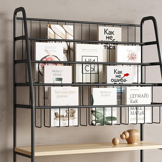 Metal Kids Bookshelf and Toy Storage Organizer,6 Tier Toddler Bookcase,Magazine Rack Floor, Book Shelf for Kids Rooms Classroom Nursery Living Room Office (Black, L:39.4")