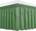 Biscaynebay Wrap Around Bed Skirts for Full & Full XL Beds 15" Drop, Sage Adjustable Elastic Dust Ruffles Easy Fit Wrinkle & Fade Resistant Silky Luxurious Fabric Machine Washable