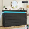 12 Drawer Dresser for Bedroom, 70" Wide 44" Tall Dresser with LED Light & Charging Station, Modern Chest of Drawers for Closet, Living Room, Entryway, Hallway (Black, 12 Drawers)