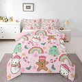 Feelyou Christmas Kids Comforter Set Full Size Merry Christmas Tree and Snowman Bedding Set Gingerbread Man Duvet Quilt for Kids Boys Girls Bedroom Rainbow Print Decor Snowflake Ultra Soft Breathable