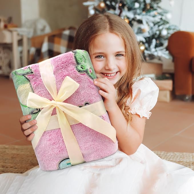Cute Frog Blanket Glow in The Dark Blanket for Kids Frog Gifts for Women Soft Fleece Blanket Pink Frogs Stuff Birthday Gifts