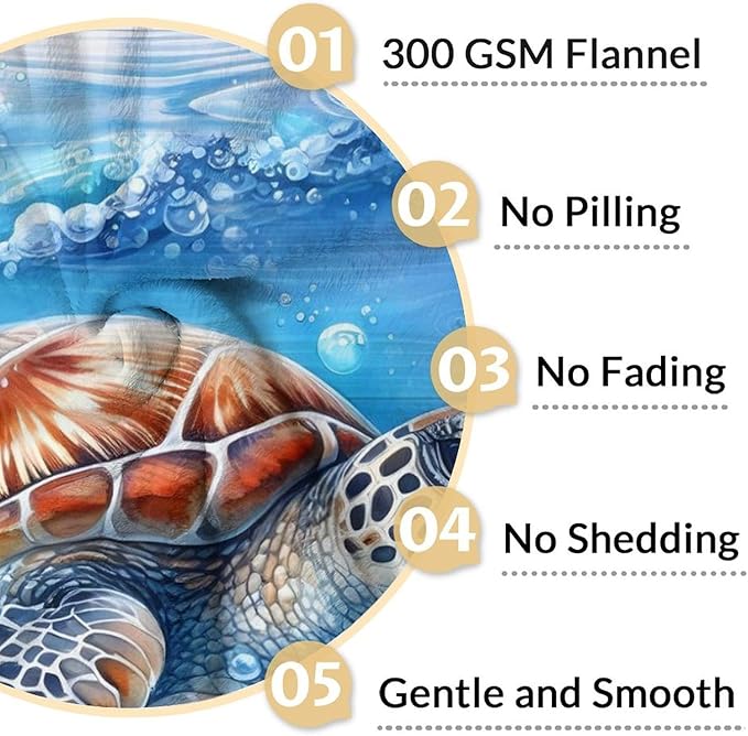 Blanket Gift for Girls - 50" x 60" Inches Turtle Plush Blanket Gifts for Kids - Blue Lightweight Cozy Throws for Couch, Bed & Travel
