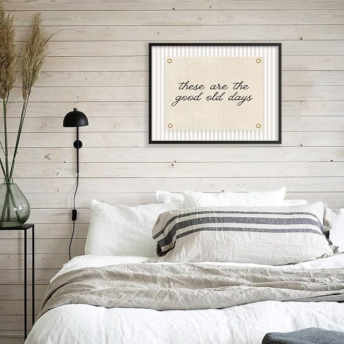 These Are the Good Old Days Wall Art Inspirational Quotes Poster 16x24 inch Black Framed Modern Minimalist Positive Affirmations Canvas Prints for Office Bedroom Wall Decor