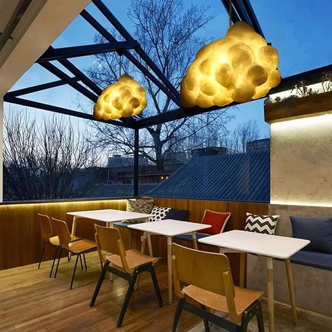 Cloud Chandelier, Modern White Cloud Pendant Light Fixture with 3 LED Bulbs for Bedroom, Nursery, Kids Room, Playroom, Living Room, Dining Room, Farmhouse, Contemporary Style(23.62")