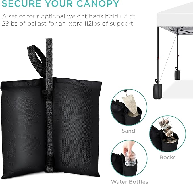 Best Choice Products 12x12ft 1-Person Setup Pop Up Canopy Tent Instant Portable Shelter w/ 1-Button Push, Case, 4 Weight Bags - White