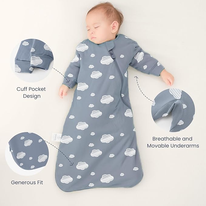 Unisex Sleeping Bag for Babies and Toddlers 1.0 Tog Sleep Sack 18-36 Months, Newborn Sleep Sack, Wearable Blanket Baby, One Piece Long Sleeves, Gifts for Baby