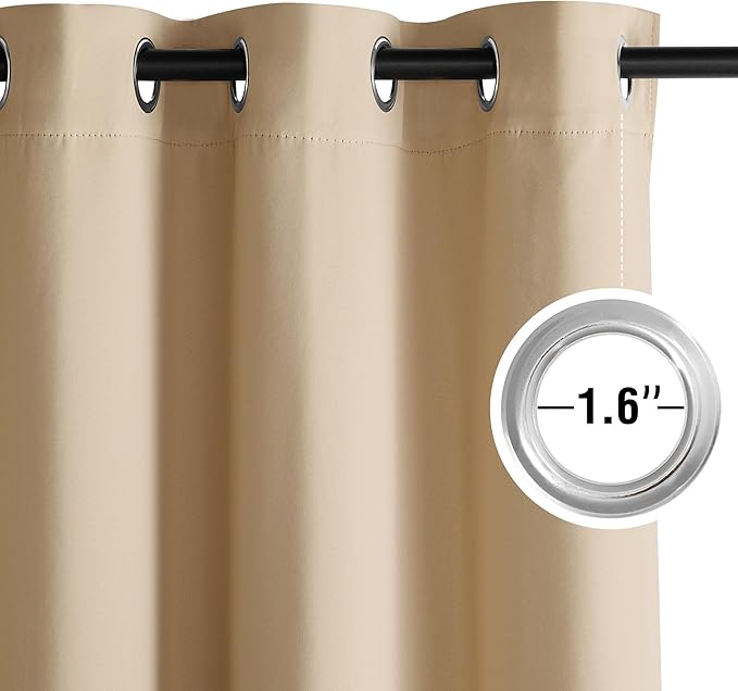 NICETOWN Beige Room Darkening Curtains 36 Inches Long 2 Panels for Living Room, Bedroom, Nursery Summer Thermal Insulated Blackout Drapes Grommet Noise Reducing Window Curtains, W40