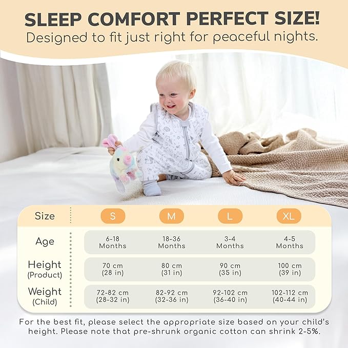 Mama Cheetah Toddler Sleep Sack with Feet 4T - 5T, 2.5 TOG Organic Cotton Baby Sleeping Bag with Legs, Baby Wearable Blankets for Walkers w/ 2-Way Zipper, Baby Sleep Sack for Girls & Boys, XL