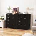4 Drawer Double Dressers for Bedroom with Waveform Fluted Panel Design, Modern Wide Chest of Drawers,Wood Storage Dresser Chest of Drawers for Bedroom Living Room Hallway Closet, Black 2 Sets