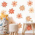 TaoBary 12 Sheets Daisy Wall Decal Flower Wall Sticker Cute Daisy Sticker Pink White Flower Decal Peel and Stick Floral Wallpaper for Nursery Bedroom Home Decor(Orange,Colorful Classic Style)