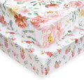 PHF Soft Floral Crib Sheet Fitted, 2 Pack Silky Comfy Breathable Baby Sheets for Girls, 28x52x9in Fits Standard Crib and Toddler Mattresses, Watercolor Floral