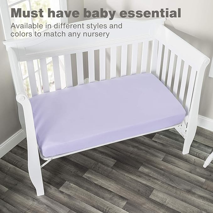 Everyday Kids Fitted Crib Sheet, 100% Soft Breathable Microfiber Baby Sheet, Fits Standard Size Crib Mattress 28in x 52in, Purple Nursery Sheet