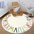 LIVEBOX Colorful ABC Round Rug Alphabet Play Room Rug, Circle Washable Rug Rainbow Nursery Rug for Baby Boy and Girl Room, Non-Slip Learning Carpet for Playroom Classroom (47",Multi Color)