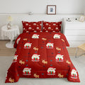 Santa Claus Comforter Set Christmas Deer Decorations Bedding Set for Kids Boys Girls Winter Snowflake Comforter Merry Christmas Khaki Red Quilt Collection 3Pcs Full Size
