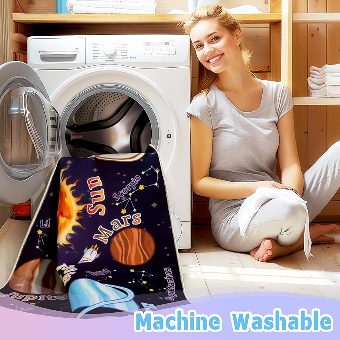 Kids Rugs for Playroom, 8x10 Feet Educational Rug for Learn The ABC Alphabet, Soft Machine Washable Non-Slip Cute Space Galaxy Carpet for Classroom Toddler Nursery Kids Room Decor Mat