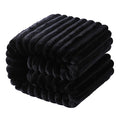 NTBAY Plush Flannel Twin Bed Blanket, 60X80 Inches Soft and Warm Lightweight Blanket with Striped Texture Bed Blanket for Couch Sofa Bed All Seasons, 60"x80", Black