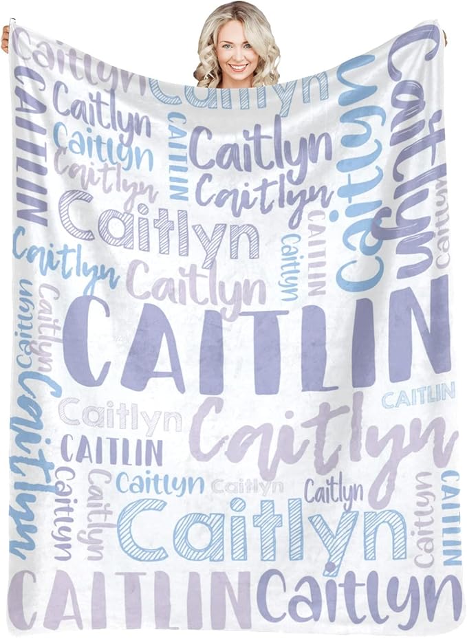 Dr.TOUGH Personalized Blankets with Name Customized Baby Blankets for Girls Boys Adults Monogrammed Blankets and Throws Christmas Birthday Mothers Fathers Valentines Day Gift (Light Purple,60''×80'')